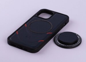 Чохол екошкіра MagSafe DC + magsafe PopSocket для iPhone 13 Pro темно-синій