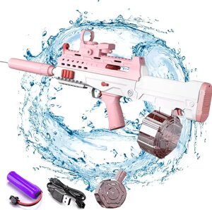 Електричний водний автомат на акумуляторі з глушником і прицілом Water Gun Рожевий