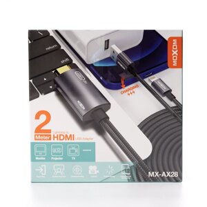 HDMI-кабель MOXOM (MX-AX28) input: HDMI/output: lightning+USB темно-сірий