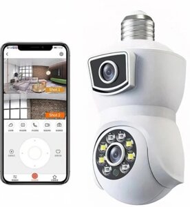 IP-камера лампочка WiFi Smart PTZ-Bulb 2MP подвійна камера відеоспостереження в патрон Е27