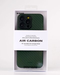 Карбоновий чохол K-DOO Air Carbon (UltraSlim 0.45 mm) для iPhone 14 темно-зелений