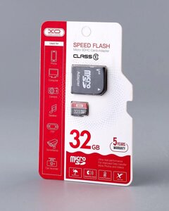 Мапа пам'яті XO micro SD 32 GB (10cl) + adapter червоний/чорний