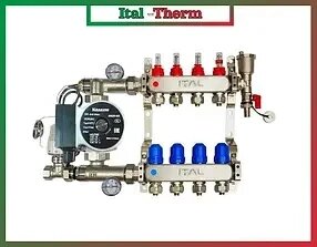 Колектор для теплої підлоги Ital 4 контури з насосом
