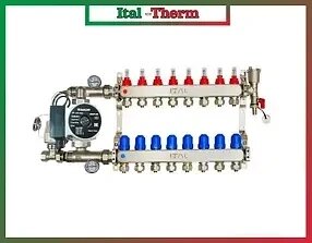 Колектор для теплої підлоги Ital 9 контуру з насосом