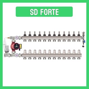 Колектор "SD FORTE" на 12 контурів в зборі латунний без насосу