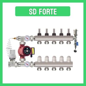 Колектор "SD FORTE" на 5 контурів в зборі латунний без насосу