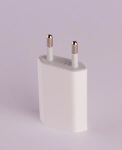 Мережевий зарядний пристрій (Адаптер) USB 1.0А прямокутник (оригінал) білий