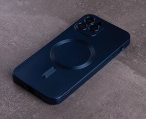 Силіконовий чохол MagSafe COLORS 2 + Camers Protection для iPhone 12 Pro Max темно-синій