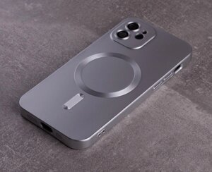 Силіконовий чохол MagSafe COLORS 2 + Camers Protection для iPhone 12 срібний