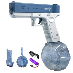 Водяний пістолет Glock дитячий синій акумуляторний ELECTRIC WATER GUN Глок