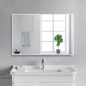 Дзеркало в алюмінієвій рамі для ванної кімнати 400х600, Білий