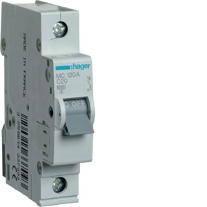 Автоматичний вимикач 1-полюсний MC120A C 20А 6кА Hager