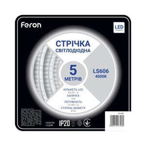 Світлодіодна стрічка Feron SANAN LS606 60SMD/м 12V IP20 4000К в Києві от компании Electro Shop