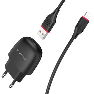 Мережевий зарядний пристрій BOROFONE BA49A Vast power single port charger set (Lightning) Black