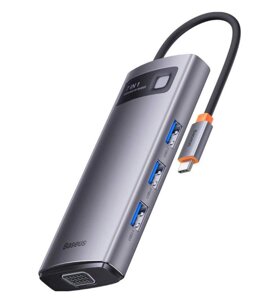 USB-Hub Baseus Metal Gleam Series 7-in-1 Multifunctional Type-C HUB Docking Station Gray （Type-C to