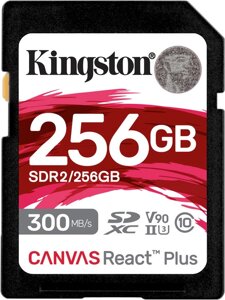 Карта памяти kingston 256 GB SDXC class 10 UHS-II U3 canvas react plus (SDR2/256GB)