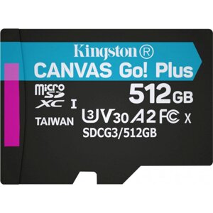 Карта пам`яті microsdxc 512GB UHS-I/U3 class 10 kingston canvas go! plus R170/W90MB/s (SDCG3/512GBSP)