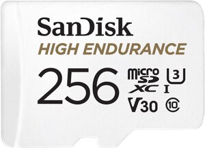 Карта пам'яті sandisk 256GB microsd class 10 UHS-I U3 V30 high endurance (sdsqqnr-256G-GN6ia)