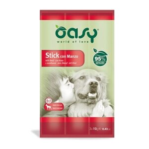 Ласощі для собак OASY Stick м'ясні палички з яловичиною 36 г (8054329510209)