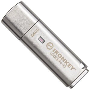 USB флешка kingston 64GB ironkey locker plus 50 AES encrypted USB 3.2 (IKLP50/64GB)