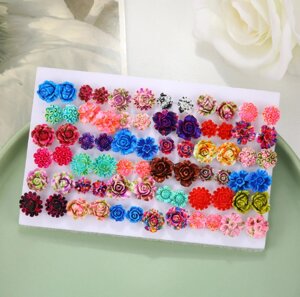 32 Пари сережок: комплект комбінованих сережок, прикраси для дівчат, сережки у вигляді квітів