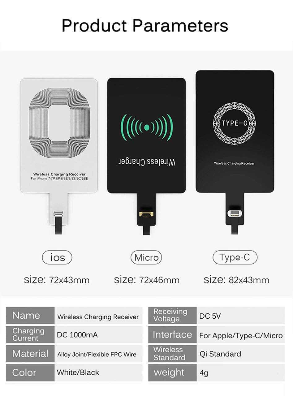 Адаптер для бездротового заряджання QI Wireless Charger для телефонів micro-usb/ iPhone/ Type-c від компанії Технозавр - фото 1