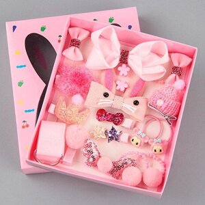 Дитячі шпильки аксесуари для волосся набір із 18 предметів рожевого кольору в милій коробці