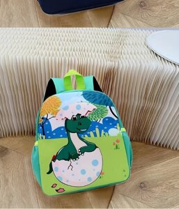 Дитячий мультяшний рюкзак з динозавром зелений, рюкзак для дітей з ременем безпеки, захист від втрати