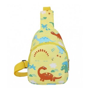 Дитячий жовтий рюкзак сумка на плече з динозаврами