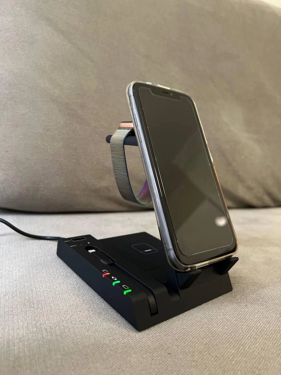 Док-станція 6-в-1 Wireless Charging Station бездротова зарядка для iPhone/iWatch/AirPods (T-3) Black від компанії Технозавр - фото 1