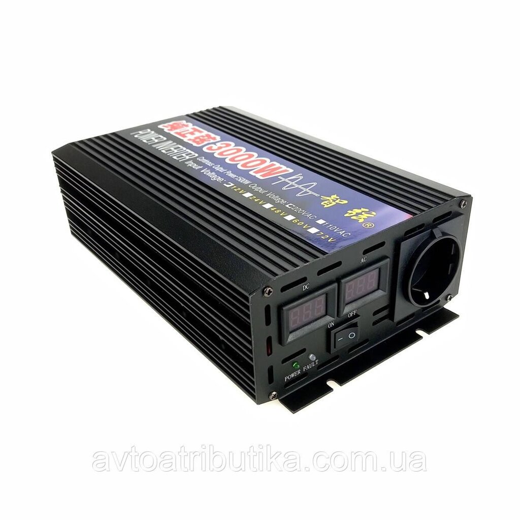 Інвертор з 12V на 220 V 3000 W чистий синус перетворювач від компанії Технозавр - фото 1