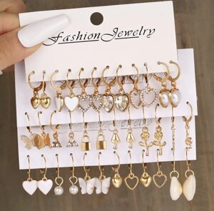 Набір привабливих сережок-гвоздик (18 пар) для дівчат, прикраси, перлинні сережки-кільця, висячі сережки