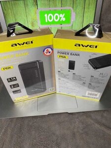 Портативний акумулятор Power Bank Awei P6K 20000 mAh Black повербанк