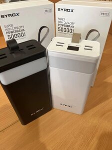 Повербанк Syrox на 50000 mAh зі швидким заряджанням повербанк для смартфона планшета Чорний Білий