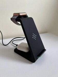 Док-станція 3-в-1 Wireless Charging Station бездротова зарядка для iPhone/iWatch/AirPods (T-3) Black