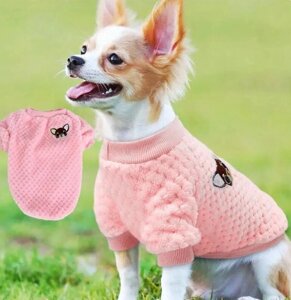 Рожевий м'який флісовий одяг светр для дрібних собак для кішок