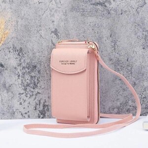Жіночий клатч — гаманець сумочка для телефона рожевий