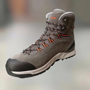 Черевики чоловічі трекінгові Lowa Explorer Gtx Mid 43,5 р., Grey/flame (сірий/помаранчевий), легкі туристичні черевики