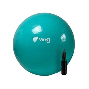 М'яч для фітнесу (фітбол) WCG 65 Anti-Burst 300кг Бірюзовий насос +