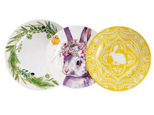 Набір тарілок Easter collection Пасхальний Кролик 8 шт 922-022 порцеляна