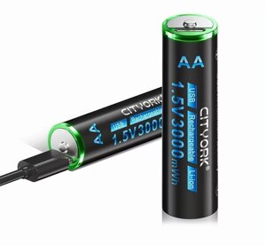 Акумулятор АА 3000 mAh Літій-Іонний Типу Clefers Заряджання Кабелем Тype-C 1,5V (4030374)