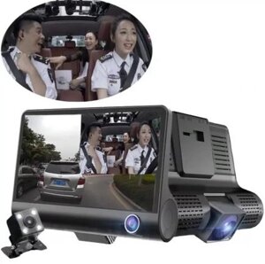 Автомобільний Відеореєстратор з 3-ма Камерами 5 Мп та 4-дюймовим Екраном Дисплеєм Car DVR WDR Full HD 1080P YP70 - Авто