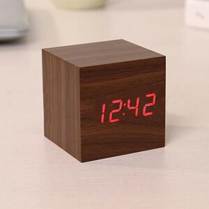 Настільний годинник дерев'яний КУБ VST-869-1 - Час, Температура (504037)