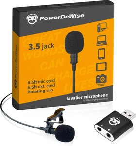 Професійний Петличний Мікрофон PowerDeWise K96 з USB-Адаптером Зовнішгьої Звукової Карти 3.5mm (602307177)