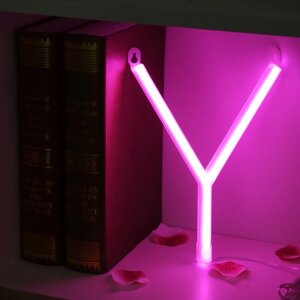 3D Неонова буква на батареях або USB, рожева Y
