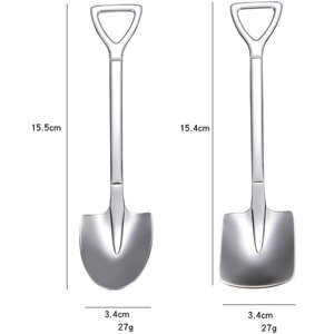 Чайна ложка SV 2 шт. у вигляді лопати з нержавіючої сталі 15.5 см, Сріблястий