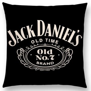 Декоративна лляна наволочка SV із принтом Jack Daniel's Чорний (sv3480), 45x45см