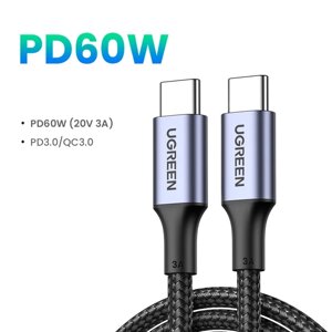 Кабель ugreen 60W USB type C to USB C синій (sv3870)