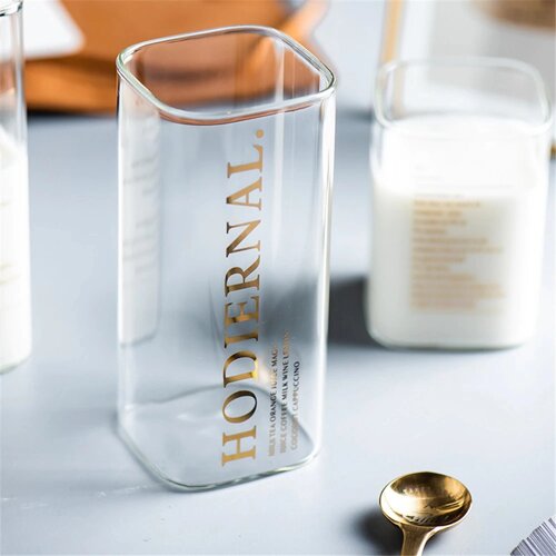 Креативна скляна склянка із золотим буквеним принтом, style 1 (sv0912)