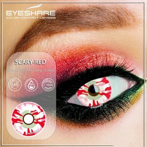 Лінзи контактні EYESHARE кольорові SCARY-RED + контейнер для Хеллоуїн, Halloween Косплей, аніме (sv3087sr)